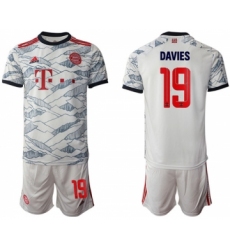 Men's FC Bayern München #19 Alphonso Davies White Away Soccer Jersey With Shorts