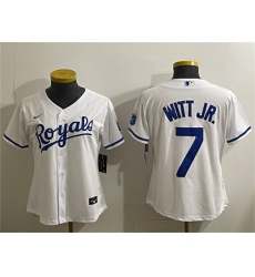Women's Kansas City Royals #7 Bobby Witt Jr. White Cool Base Stitched Jersey(Run Small)