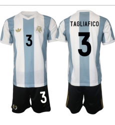 Men's Argentina #3 Nicolás Tagliafico White Blue 2024-25 50th Anniversary Home Soccer Jersey Suit