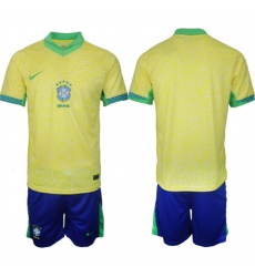 Men's Brazil Custom Yellow 2024-25 Soccer Jersey Suit