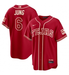 Men's Texas Rangers #6 Josh Jung Red 2026 City Connect Stadium Stitched Baseball Jersey