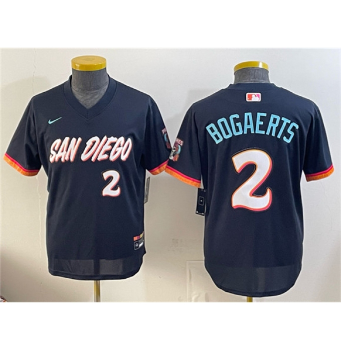 Youth San Diego Padres #2 Xander Bogaerts Obsidian 2026 City Connect Stadium Stitched Baseball Jersey