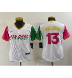 Youth San Diego Padres #13 Manny Machado White 2022 City Connect Cool Base Stitched Jersey