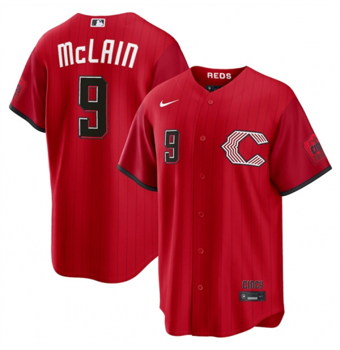 Men's Cincinnati Reds #9 Matt McLain Red 2026 City Connect Stadium Stitched Baseball Jersey