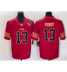 Men's Nike San Francisco 49ers #13 Brock Purdy Red 75th Golden Edition Stitched Limited Jersey