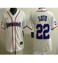 Women's Dominican #22 Juan Soto White 2026 World Baseball Classic Cool Base Jersey