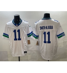 Men's Seattle Seahawks #11 Jaxon Smith-Njigba White F.U.S.E. Vapor Throwback Limited Stitched Football Jersey