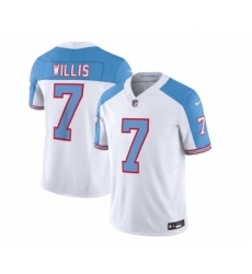 Men's Nike Tennessee Titans #7 Malik Willis White Blue 2023 F.U.S.E. Vapor Limited Throwback Football Stitched Jersey
