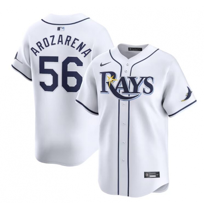 Men's Tampa Bay Rays #56 Randy Arozarena White Home Limited Stitched Baseball Jersey