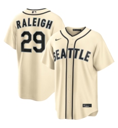 Men's Seattle Mariners #29 Cal Raleigh Cream Nike Alternate Jersey