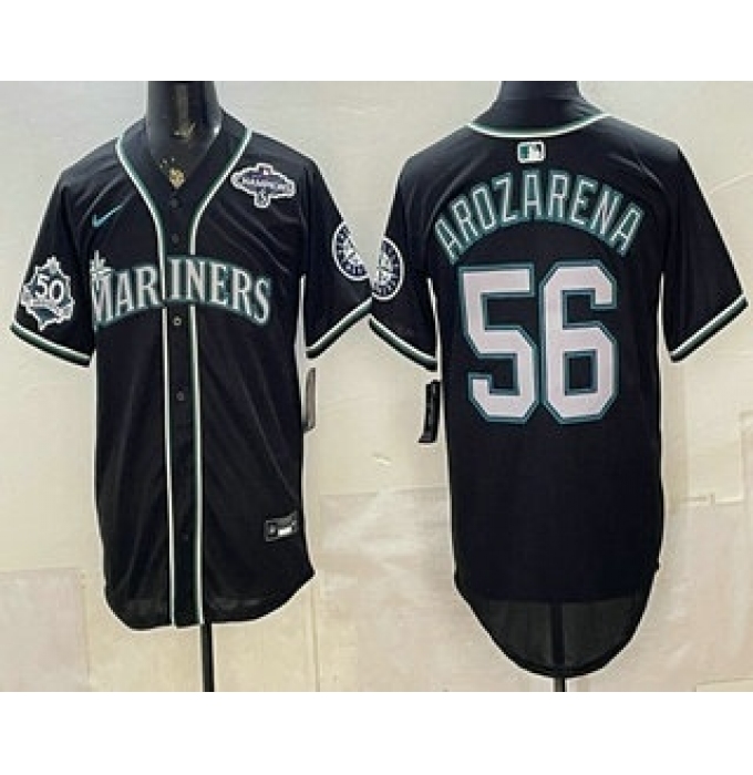 Men's Seattle Mariners #56 Randy Arozarena 50th Black Out Style Vapor Premier Limited Jersey