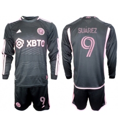 Men's Inter Miami CF #9 Luis Suárez 2023-24 Black Away Soccer Jersey Suit