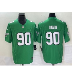 Men's Nike Philadelphia Eagles #90 Jordan Davis Green 2023 F.U.S.E. Vapor Limited Throwback Stitched Football Jersey