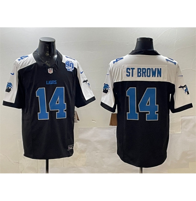 Men's Detroit Lions #14 Amon-Ra St. Brown Black Alternate F.U.S.E. 2024 Michigan & 90th Anniversary Vapor Limited Football Stitched Game Jersey