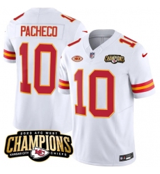 Men’s Kansas City Chiefs #10 Isiah Pacheco White 2023 F.U.S.E. AFC West Champions With NKH Vapor Untouchable Limited Football Stitched Jersey
