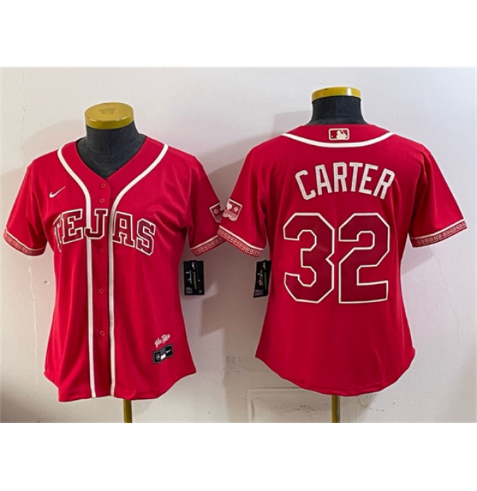 Youth Texas Rangers #32 Evan Carter Red 2026 City Connect Stadium Stitched Baseball Jersey