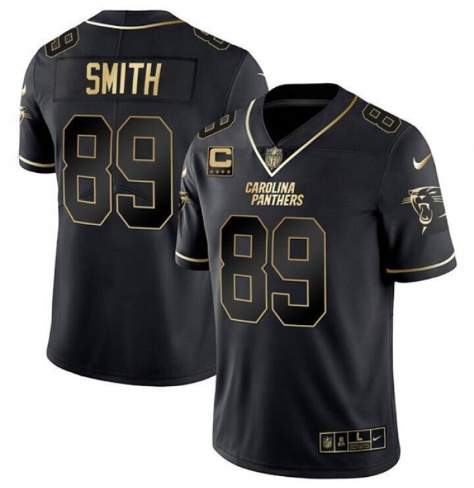 Men's Carolina Panthers #89 Steve Smith Black Gold With 4-Star C Vapor Limited Football Stitched Jersey