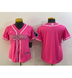 Women's Carolina Panthers Blank Pink With Patch Cool Base Stitched Baseball Jersey