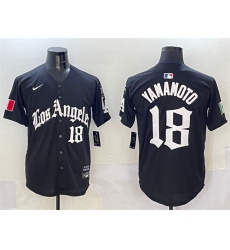Men's Los Angeles Dodgers #18 Yoshinobu Yamamoto Black Mexico 2025 LA Gothic Style With Fernando Vapor Premier Limited Stitched Baseball Jersey