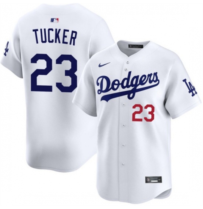 Men's Los Angeles Dodgers #23 Kyle Tucker White 2026 Home Limited Stitched Baseball Jersey