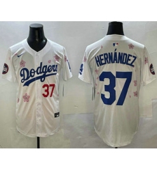 Men's Los Angeles Dodgers #37 Teoscar Hernandez White 2025 Tokyo Series Limited Jersey
