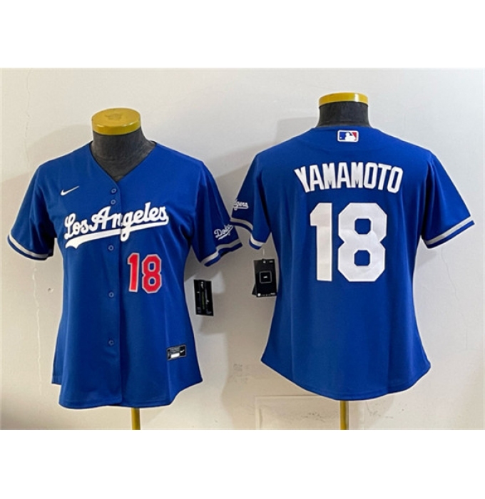 Youth Los Angeles Dodgers #18 Yoshinobu Yamamoto Royal Alternate Stadium Stitched Baseball Jersey