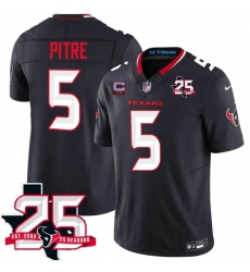 Men's Houston Texans #5 Jalen Pitre Navy 2nd Alternate 2026 With 25th Anniversary And 2-Star C F.U.S.E. Vapor Limited Football Stitched Jersey