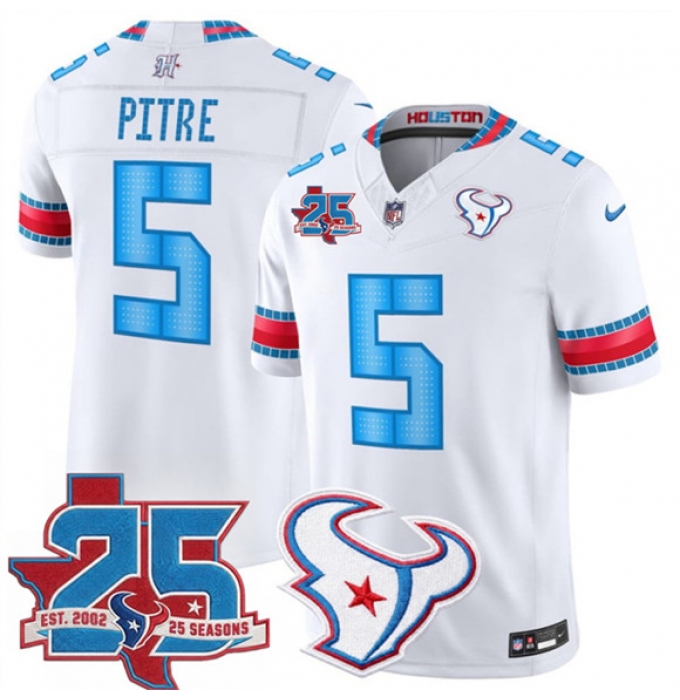 Men's Houston Texans #5 Jalen Pitre White 2026 25th Anniversary F.U.S.E. Rivalries Collection Limited Football Stitched Jersey