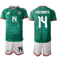 Men's Mexico #14 Javier Chicharito Green 2025-26 Home Soccer Jersey Suit