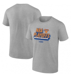 Men's New York Knicks Heather Gray 2024 Playoffs Defensive Stance T-Shirt