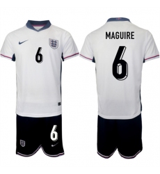 Men's England #6 Harry Maguire 2024-25 White Home Soccer Jersey Suit