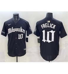 Men's Milwaukee Brewers #10 Sal Frelick Black 'Gothic 414 Shadows Edition' Vapor Premier Limited Stitched Jersey