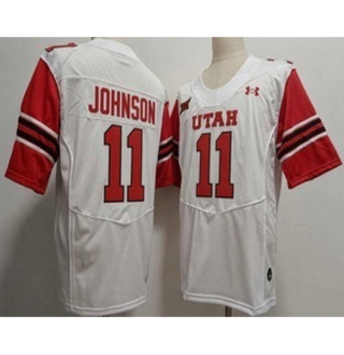 Men's Utah Utes #11 Ricky Johnson White College Football Jersey