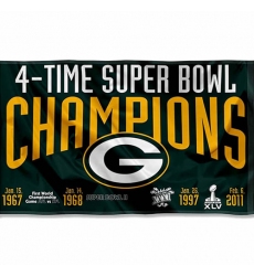 2Pcs WinCraft Green Bay Packers 4X and 4 Time Super Bowl Champions Flag Outdoor Indoor 3x5 Foot Banner