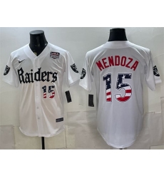 Men's Las Vegas Raiders #15 Fernando Mendoza White USA 250 Fourth of July 'Gothic Sin City Shadows Edition' Vapor Limited Stitched Baseball Jersey
