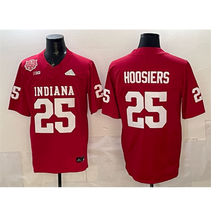 Men's Indiana Hoosiers #25 Hoosiers Red F.U.S.E. 2025 National Champions Patch Stitched Football Jersey