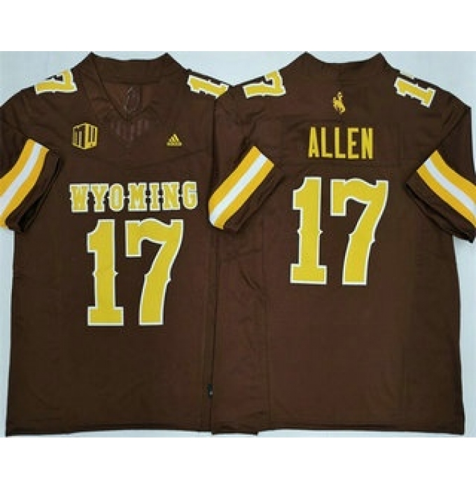 Men's Wyoming Cowboys #17 Josh Allen Limited Brown FUSE College Football Jersey