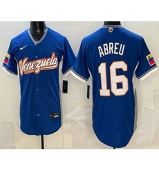 Men's Venezuela #16 Wilyer Abreu Blue 2026 World Baseball Classic Cool Base Jersey