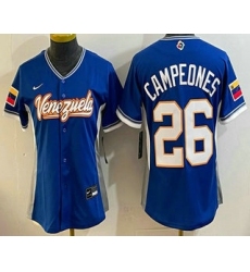 Women's Venezuela #26 Campeones Blue 2026 World Baseball Classic Cool Base Jersey