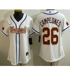 Women's Venezuela #26 Campeones White 2026 World Baseball Classic Cool Base Jersey