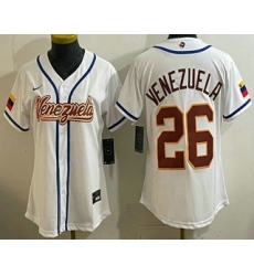 Women's Venezuela #26 Venezuela White 2026 World Baseball Classic Cool Base Jersey