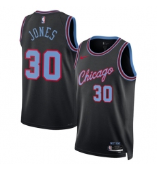 Men's Chicago Bulls #30 Tre Jones Black 2025-26 City Edition Swingman Stitched Basketball Jersey