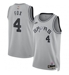 Men's San Antonio Spurs #4 De'Aaron Fox Silver 2026-27 Classic Edition Stitched Basketball Jersey