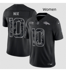 Women Denver Broncos #10 Bo Nix Black 2026 Salute to Service Limited Stitched Football Jersey(Run Small)