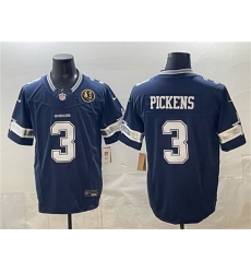 Men's Dallas Cowboys #3 George pickens Navy F.U.S.E. With John Madden Vapor Limited Football Stitched Jersey