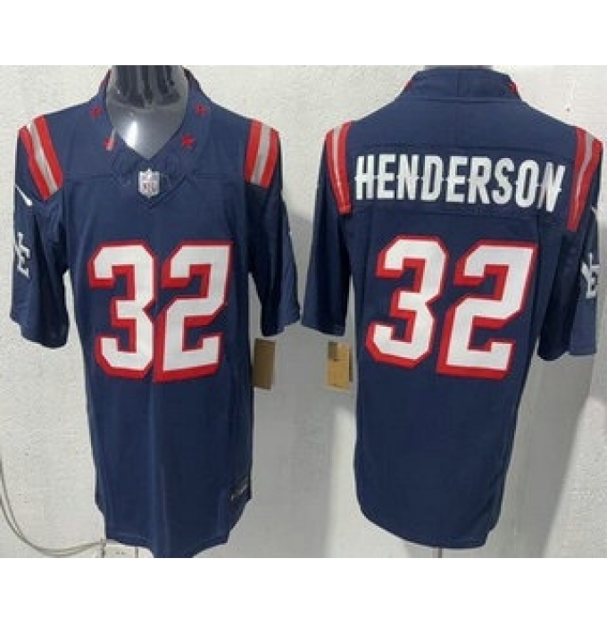 Men's New England Patriots #32 TreVeyon Henderson Limited Navy Rivalries FUSE Vapor Jersey