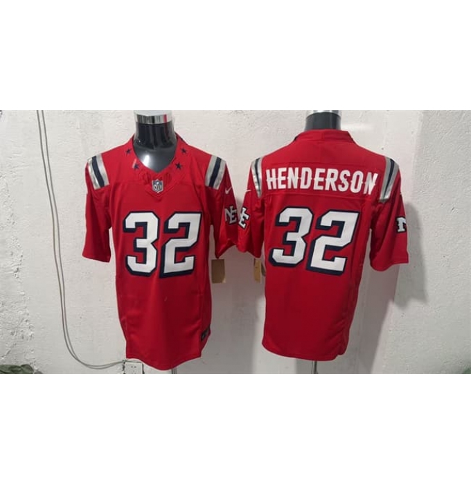 Men's New England Patriots #32 TreVeyon Henderson Red F.U.S.E. Vapor Limited Football Stitched Jersey