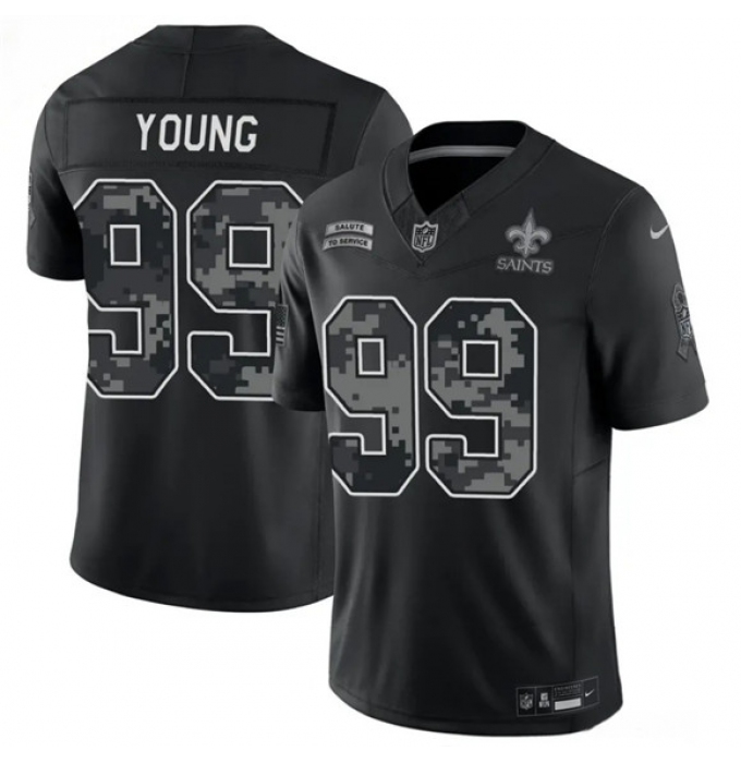 Men's New Orleans Saints #99 Chase Young Black F.U.S.E. 2026 Salute to Service Limited Football Stitched Jersey