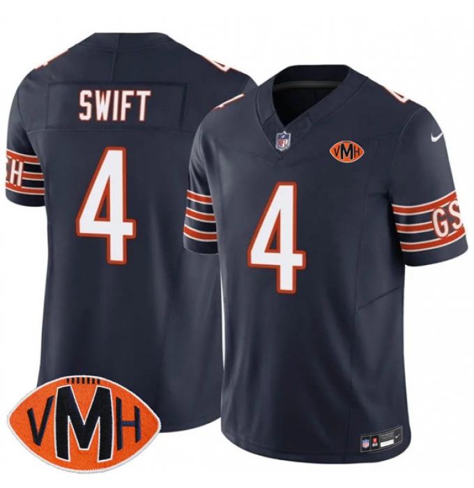 Men's Chicago Bears #4 D'Andre Swift Navy 2025 F.U.S.E. With Illinois and VMH Vapor Untouchable Limited Football Stitched Jersey