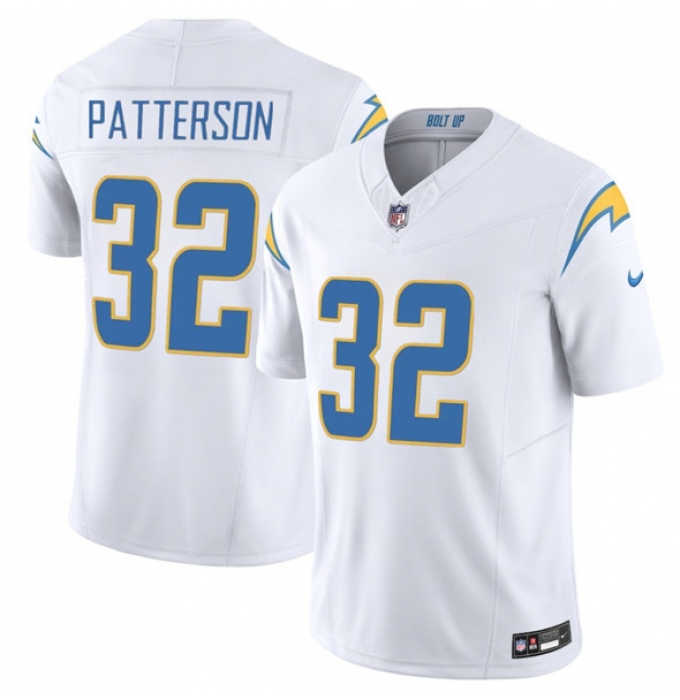 Men's Los Angeles Chargers #32 Jaret Patterson White 2025 F.U.S.E. Vapor Limited Football Stitched Jersey